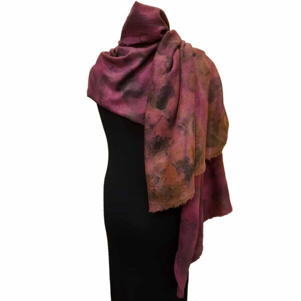 Eco-dyed magenta cashmere scarf