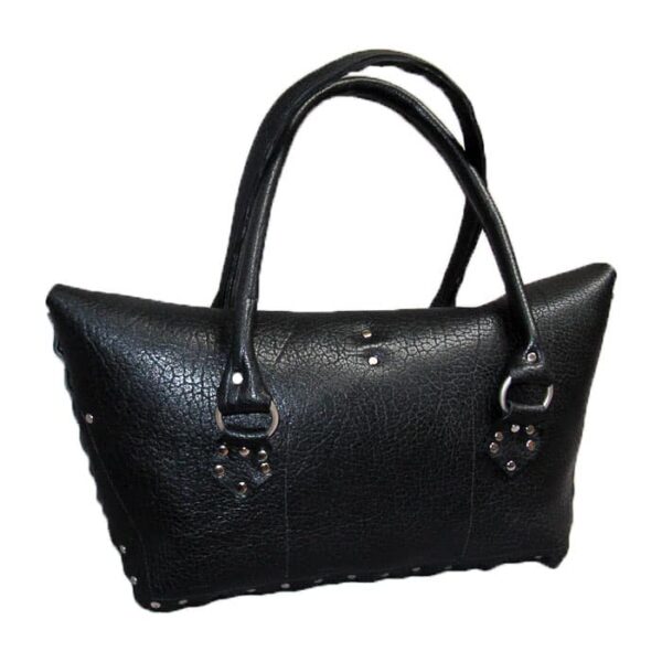 Black leather silver riveted purse