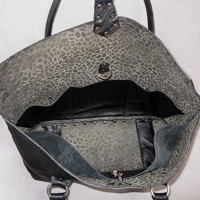Black riveted purse with leather lining | Engayla Unique Clothing