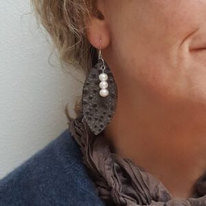 Johanna Gaines leather leaf earring