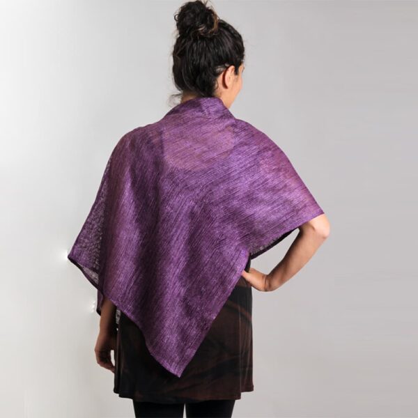 Purple mesh silk asymmetrical shawl