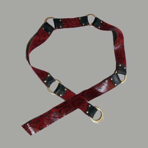 Black red cowhide reversible belt
