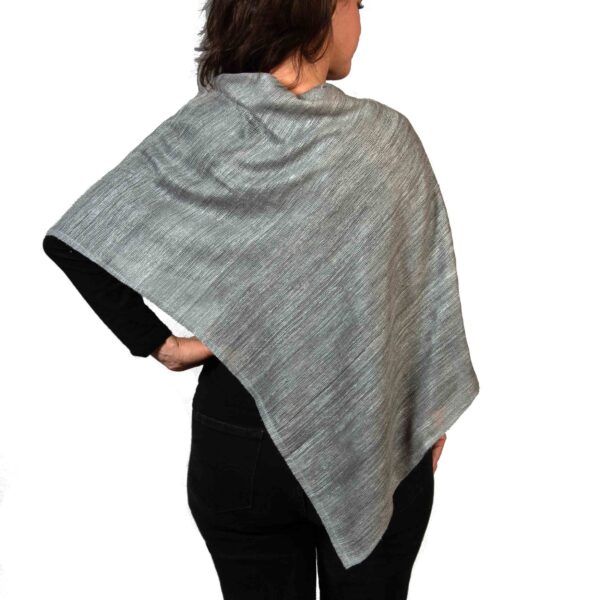 Silver mesh silk asymmetrical shawl