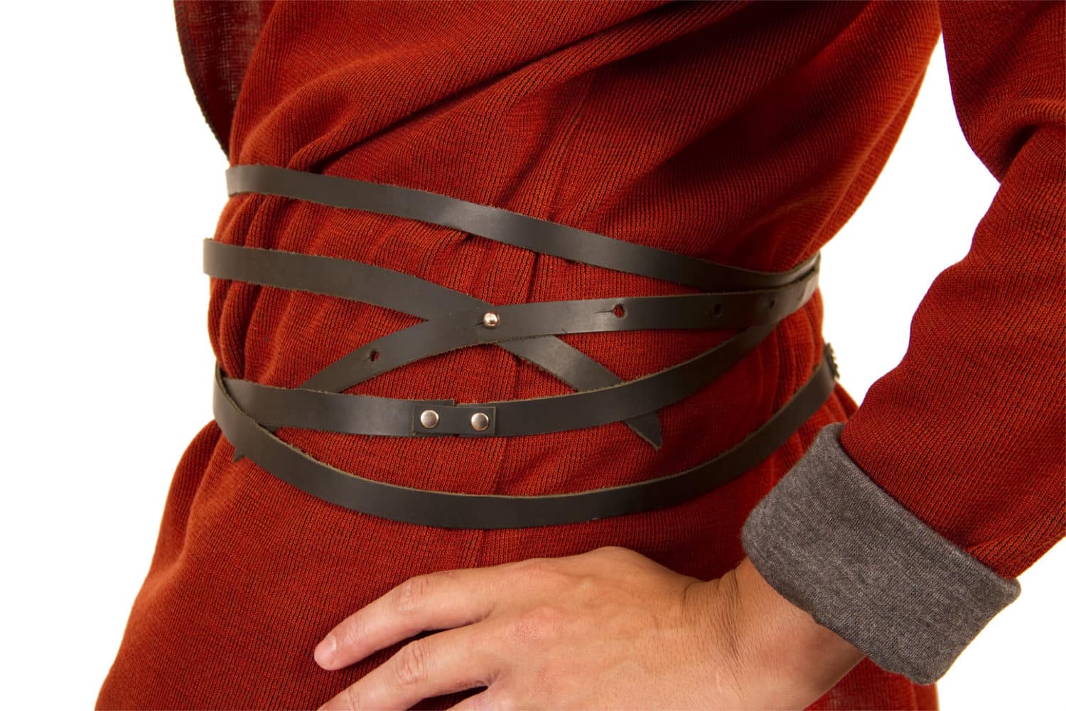 Black leather wrap belt