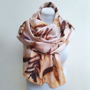 Eco printed silk scarf with fireweed