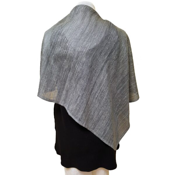 Silver mesh silk asymmetrical shawl