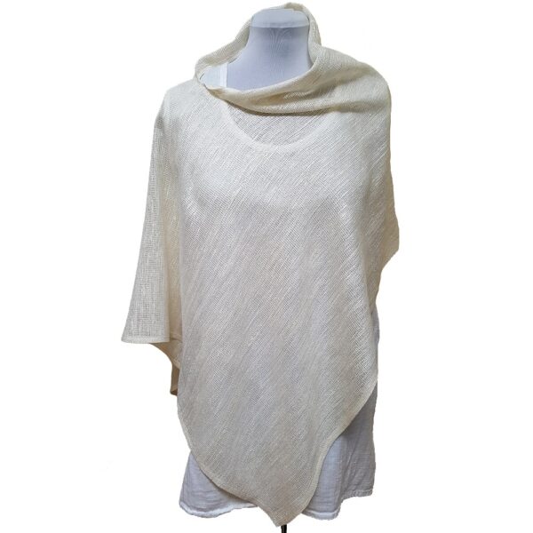 Cream mesh silk asymmetrical shawl