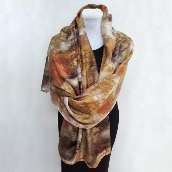Eco printed silk scarf with Heuchera plant