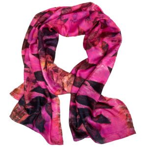 Pink black eco printed silk scarf