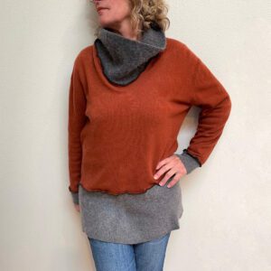 Upcycled pumpkin grey cashmere sweater