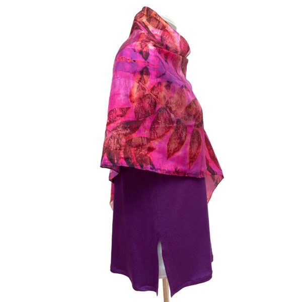 Eco-printed pink silk poncho
