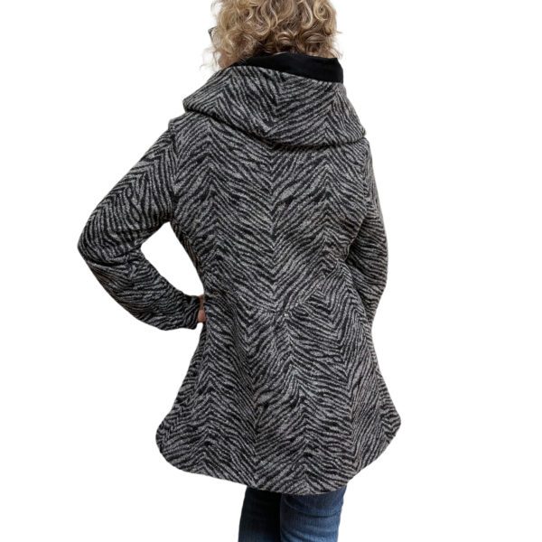 Long wool gray black hoodie zipper jacket
