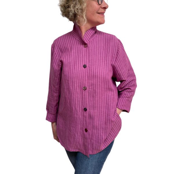 Pink stripe linen big shirt